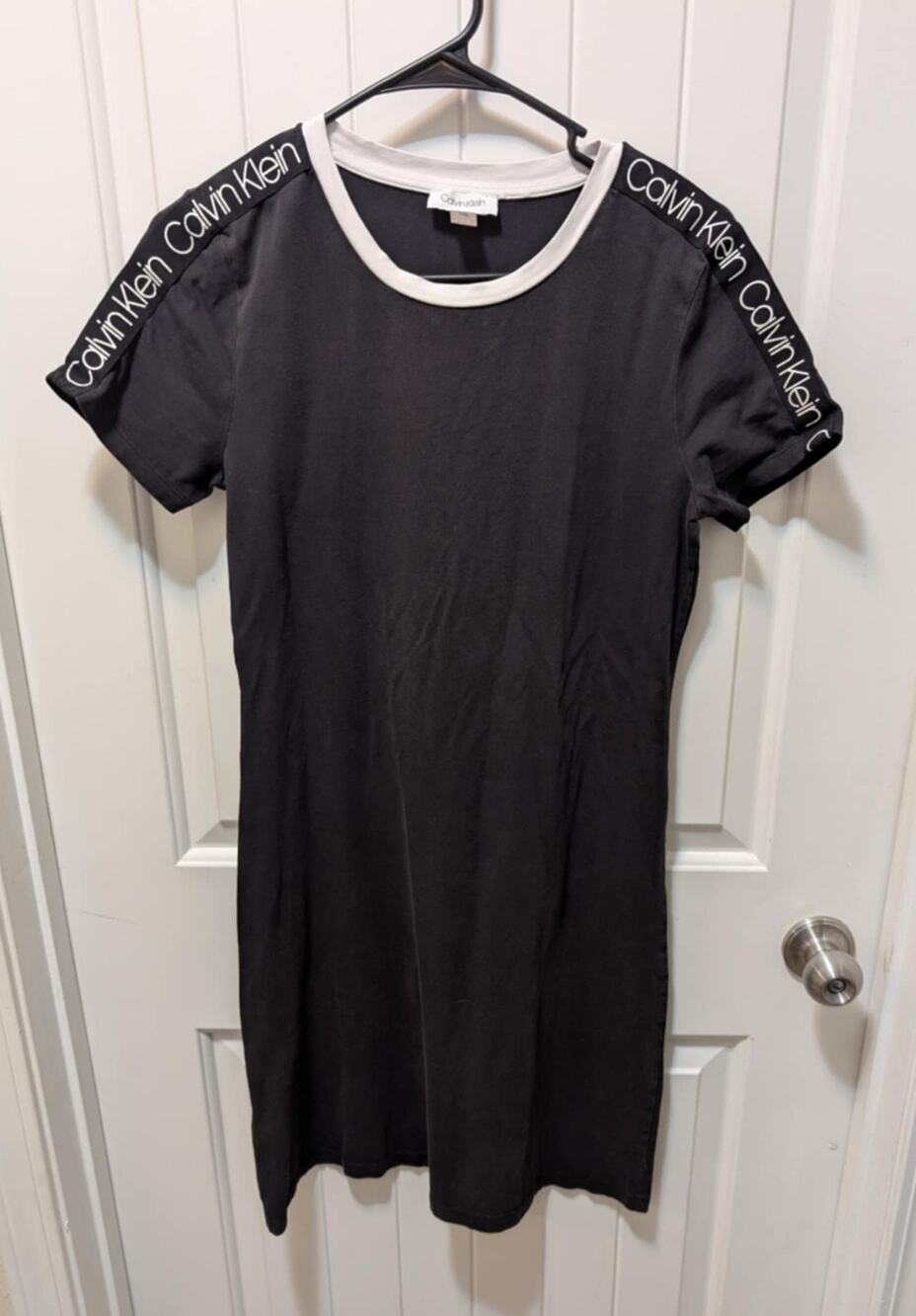Calvin Klein Black Soft Stretch Short Sleeve Spellout T-Shirt Dress Size Small